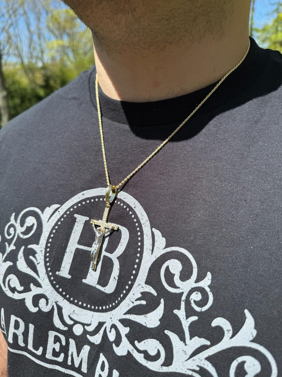 Hip Hop Real Iced Hip Hop Jesus On Cross Pendant - Real 925 Silver 2" Mens Necklace