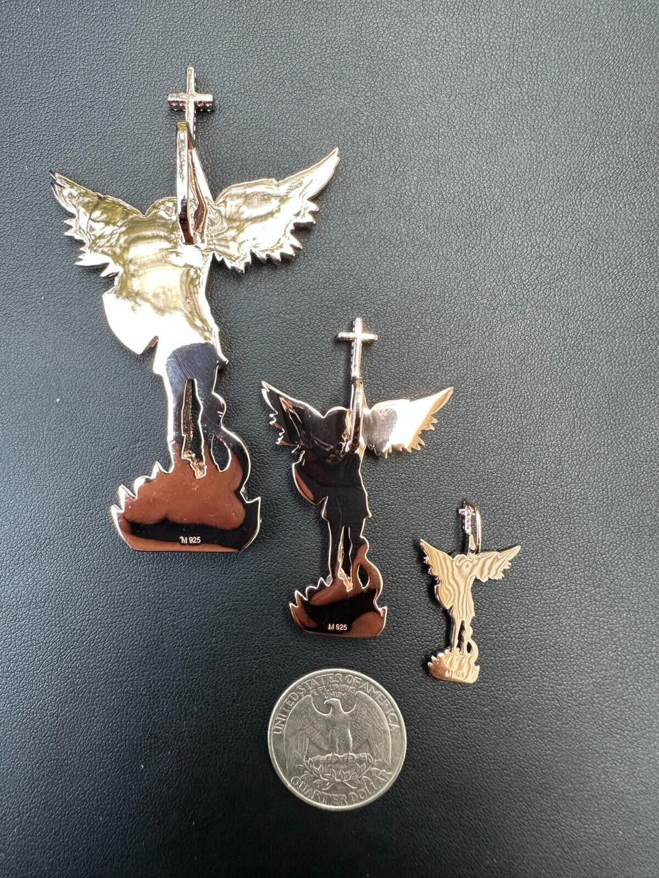 Hip Hop Real Iced MOISSANITE Saint Michael & Dragon Pendant 14k Rose Gold 925 Silver