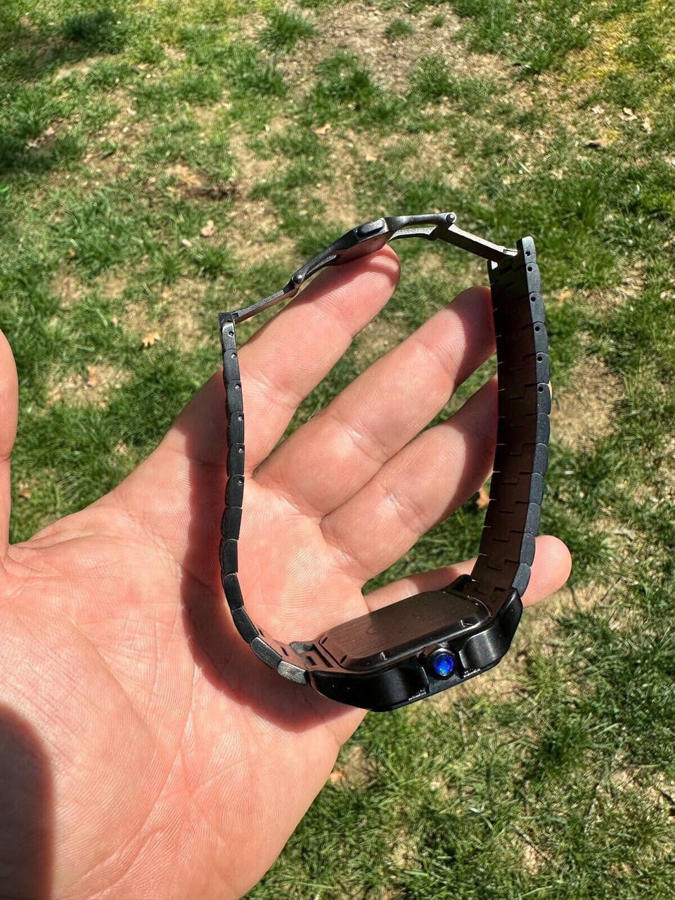 Hip Hop Real Mens 16ct Black MOISSANITE Watch Iced Automatic Movement Hip Hop Bust Down