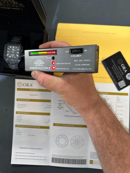 Hip Hop Real Mens 16ct Black MOISSANITE Watch Iced Automatic Movement Hip Hop Bust Down