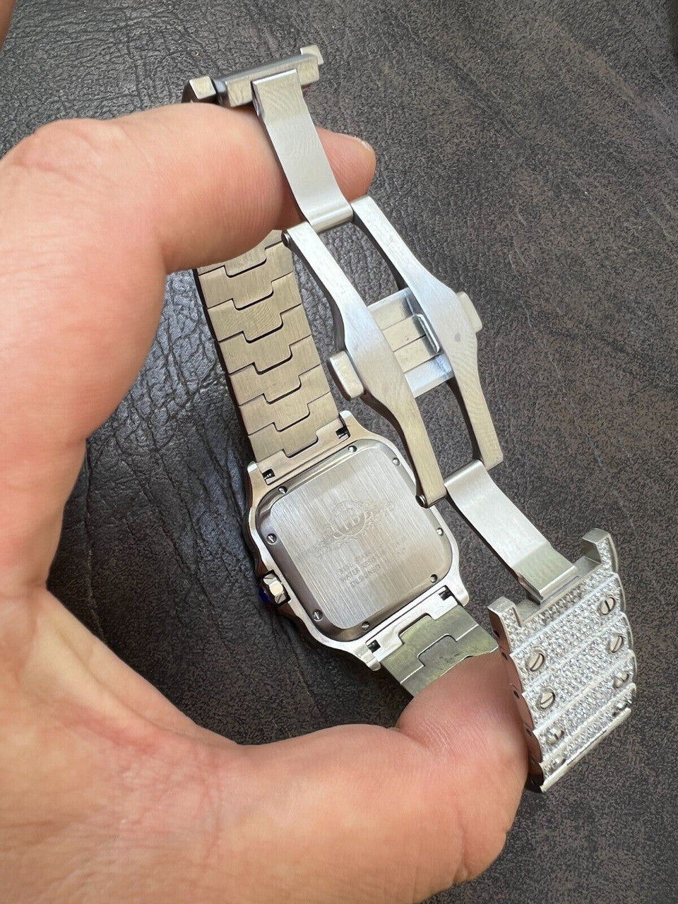 Hip Hop Real Mens 16ct VVS MOISSANITE Watch Iced Automatic Movement Hip Hop Bust Down