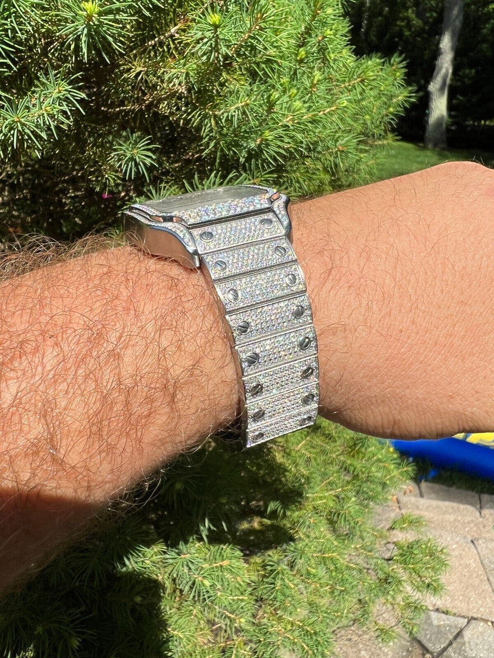 Hip Hop Real Mens 16ct VVS MOISSANITE Watch Iced Automatic Movement Hip Hop Bust Down