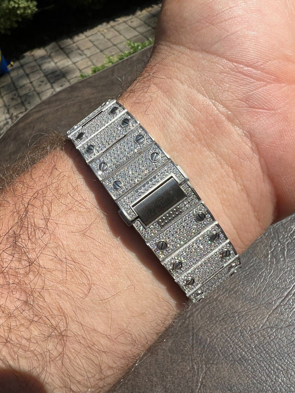 Hip Hop Real Mens 16ct VVS MOISSANITE Watch Iced Automatic Movement Hip Hop Bust Down