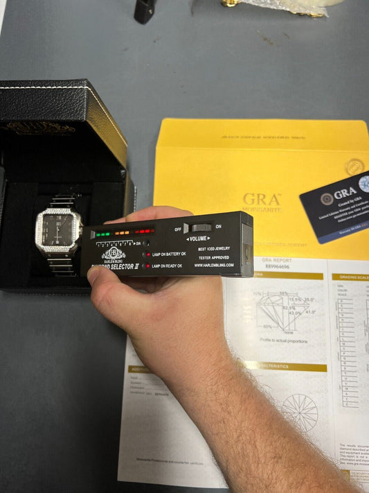 Hip Hop Real Mens 2.5ct MOISSANITE Watch Hip Hop Iced Automatic Movement Black Face