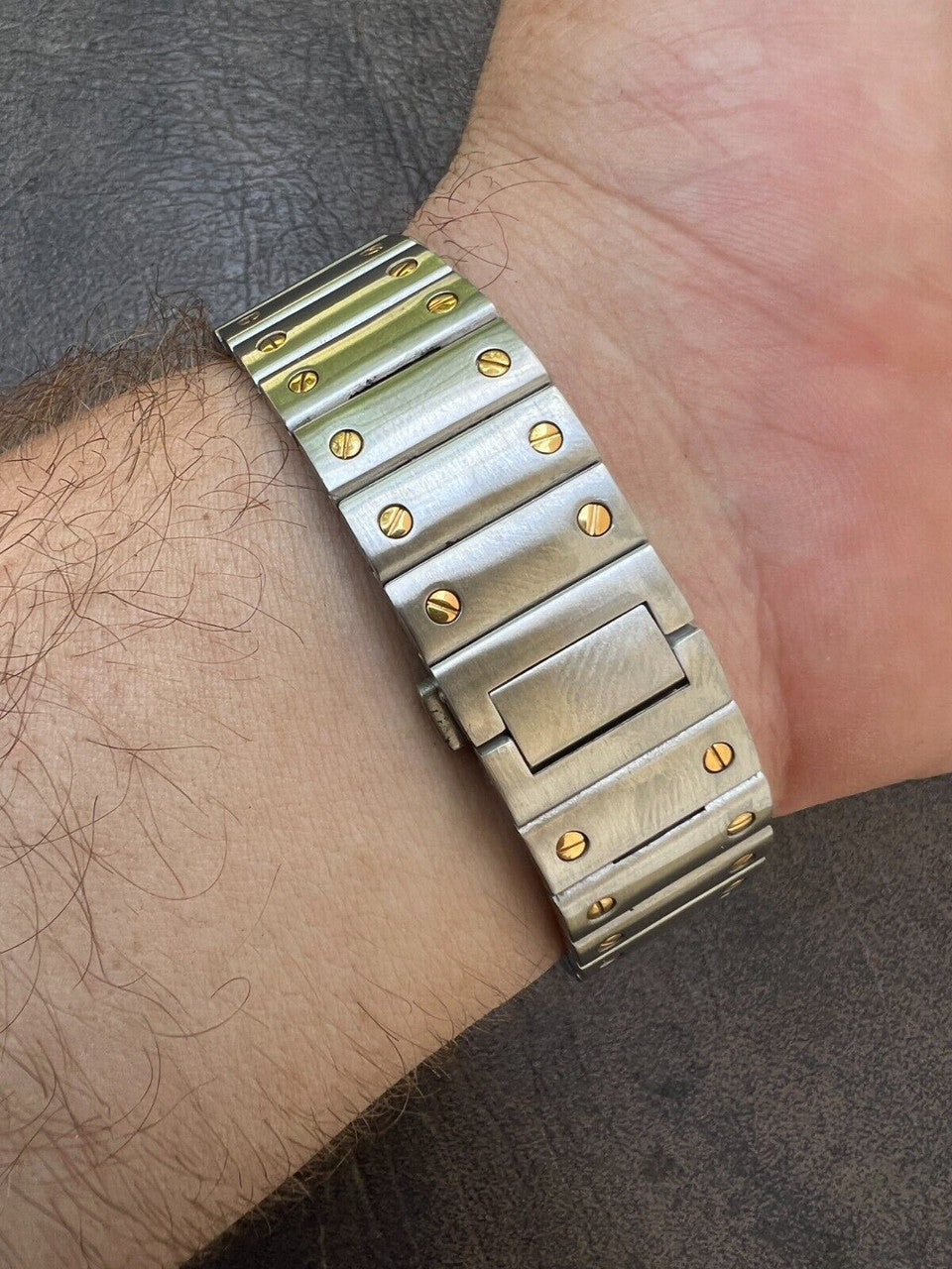 Hip Hop Real Mens 2.5ct MOISSANITE Watch Two Tone Gold Iced Automatic White Pearl Face