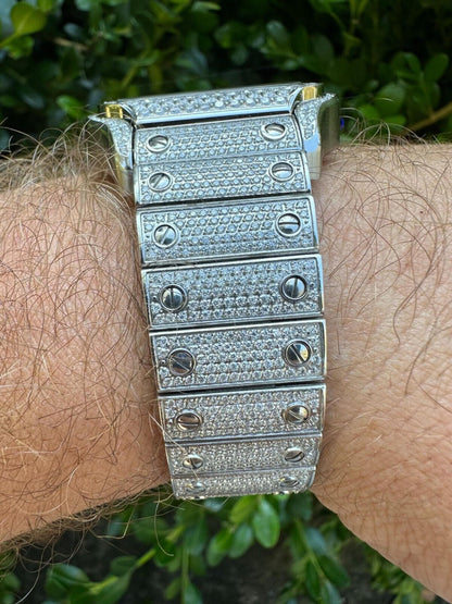 Hip Hop Real Mens MOISSANITE Watch Iced Automatic Movement Hip Hop Bust Down Skeleton