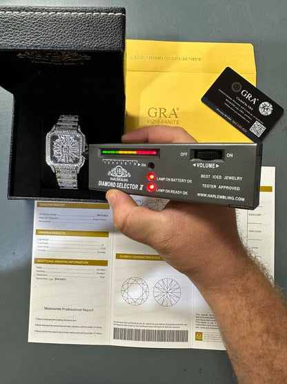 Hip Hop Real Mens MOISSANITE Watch Iced Automatic Movement Hip Hop Bust Down Skeleton