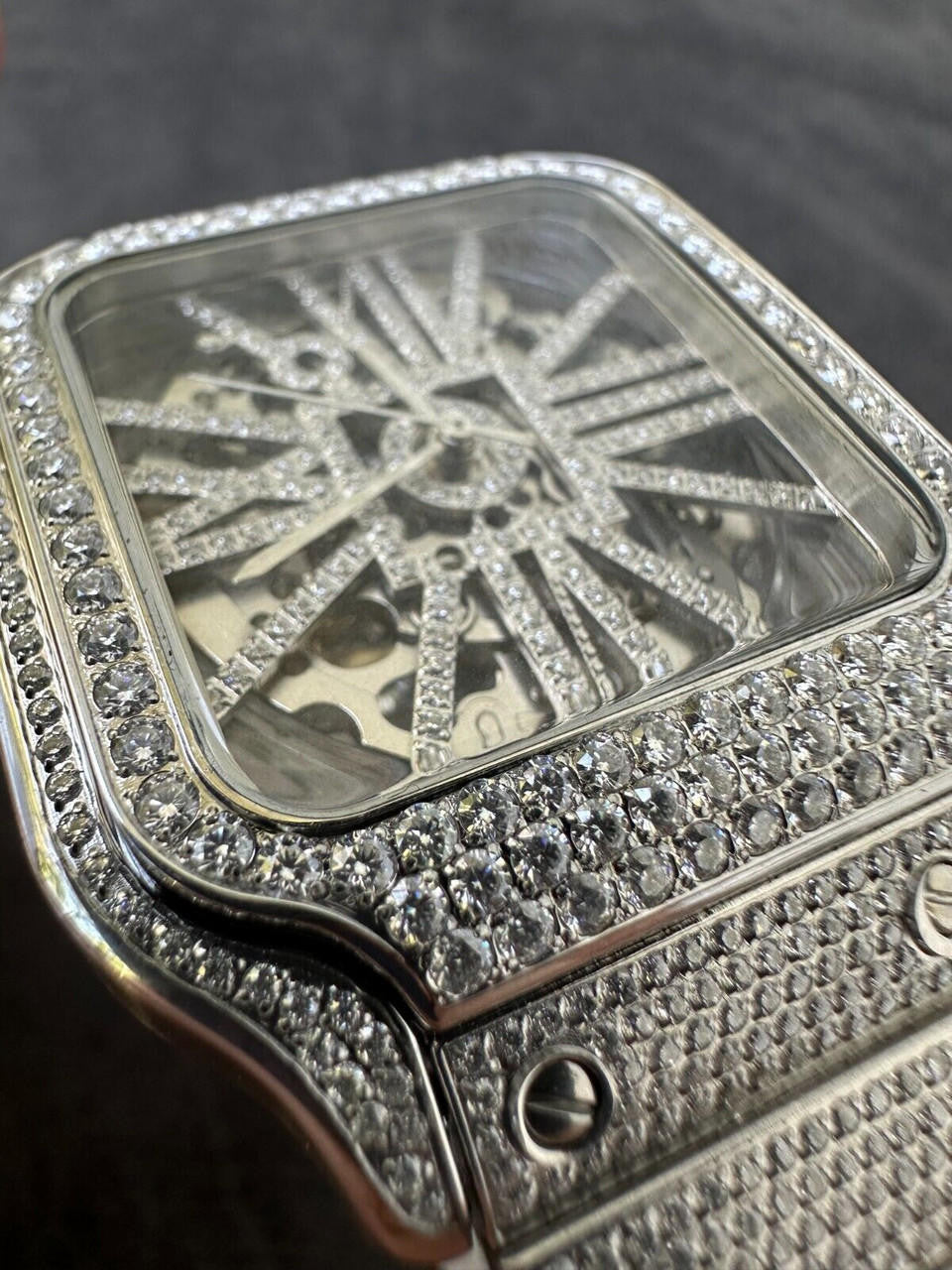 Hip Hop Real Mens MOISSANITE Watch Iced Automatic Movement Hip Hop Bust Down Skeleton