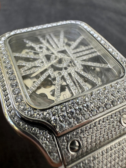 Hip Hop Real Mens MOISSANITE Watch Iced Automatic Movement Hip Hop Bust Down Skeleton