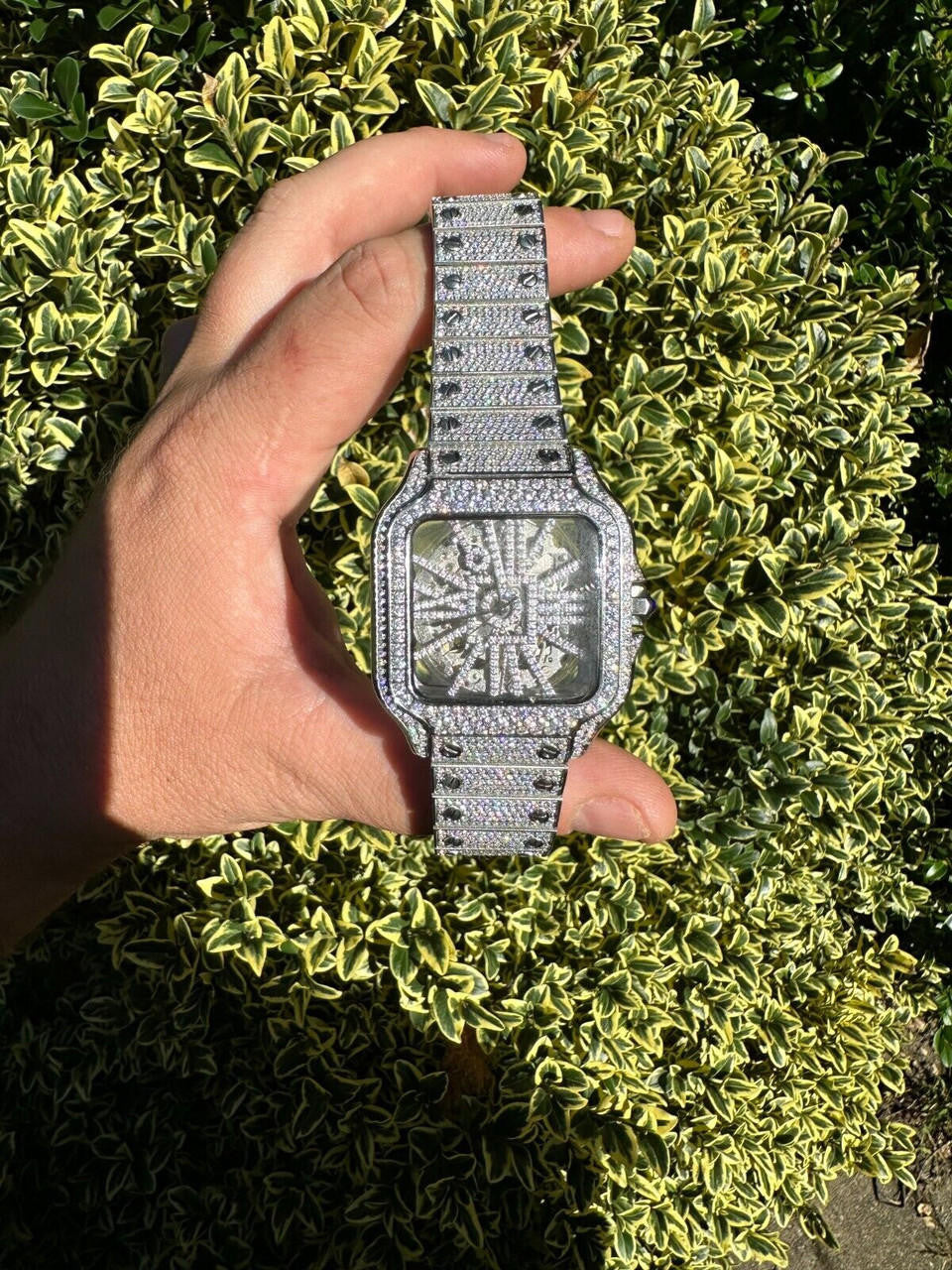 Hip Hop Real Mens MOISSANITE Watch Iced Automatic Movement Hip Hop Bust Down Skeleton