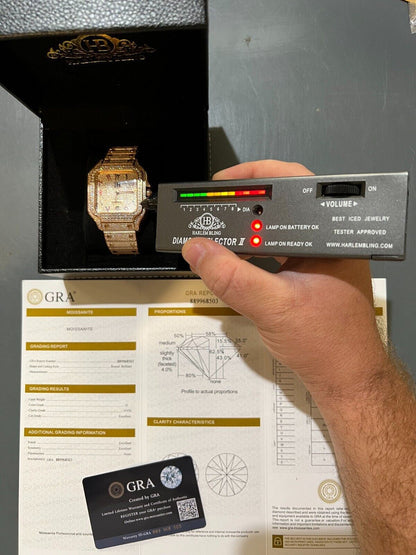 Hip Hop Real Mens MOISSANITE Watch Iced Automatic Movement Hip Hop Rose Gold Arabic Face