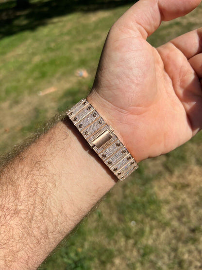 Hip Hop Real Mens MOISSANITE Watch Iced Automatic Movement Hip Hop Rose Gold Arabic Face