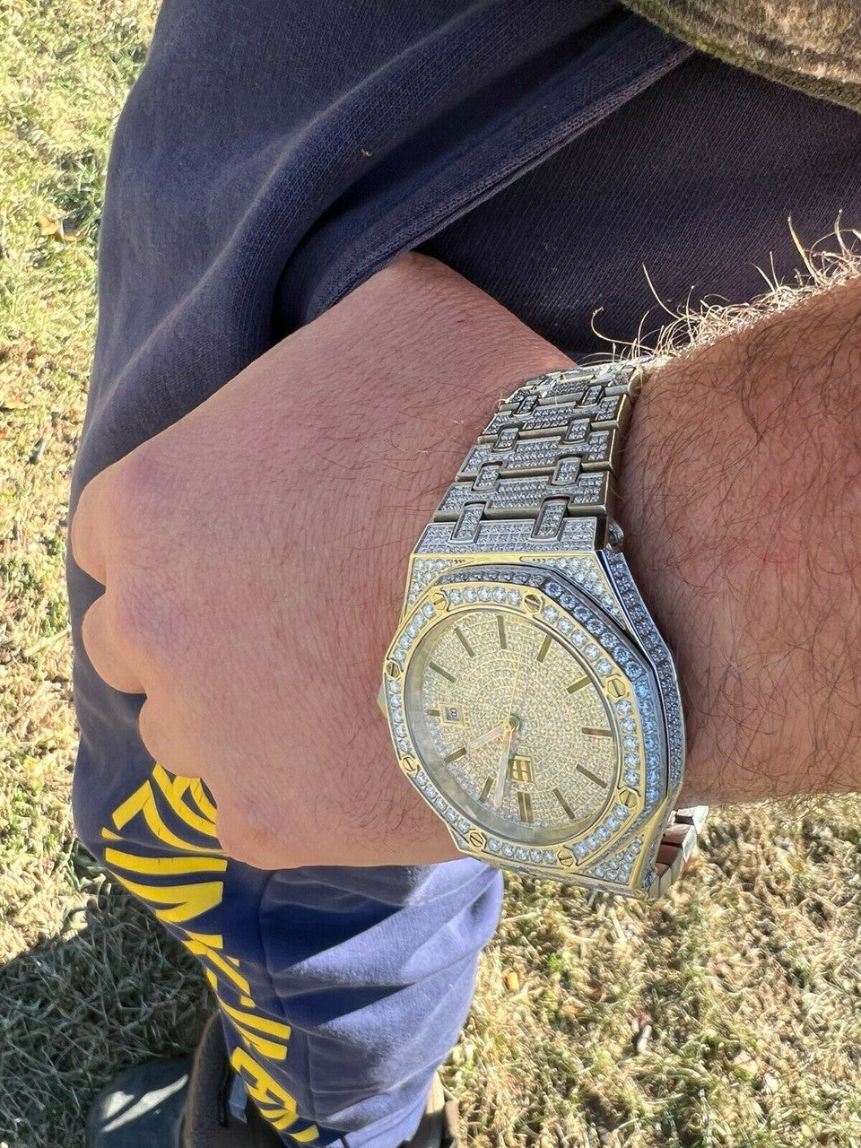 Hip Hop Real Mens MOISSANITE Watch Iced Automatic Skeleton 44mm HipHop Pass Diamond Test