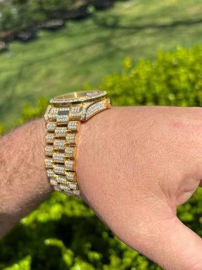 Hip Hop Real MOISSANITE Automatic Presidential Watch Gold Iced Hip Hop Pass Diamond Test