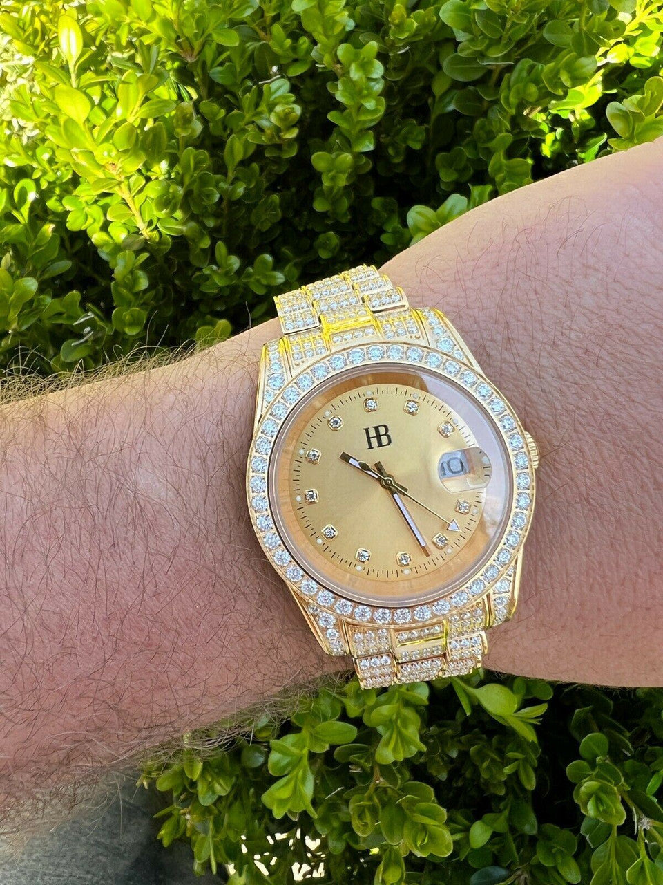 Hip Hop Real MOISSANITE Automatic Presidential Watch Gold Iced Hip Hop Pass Diamond Test