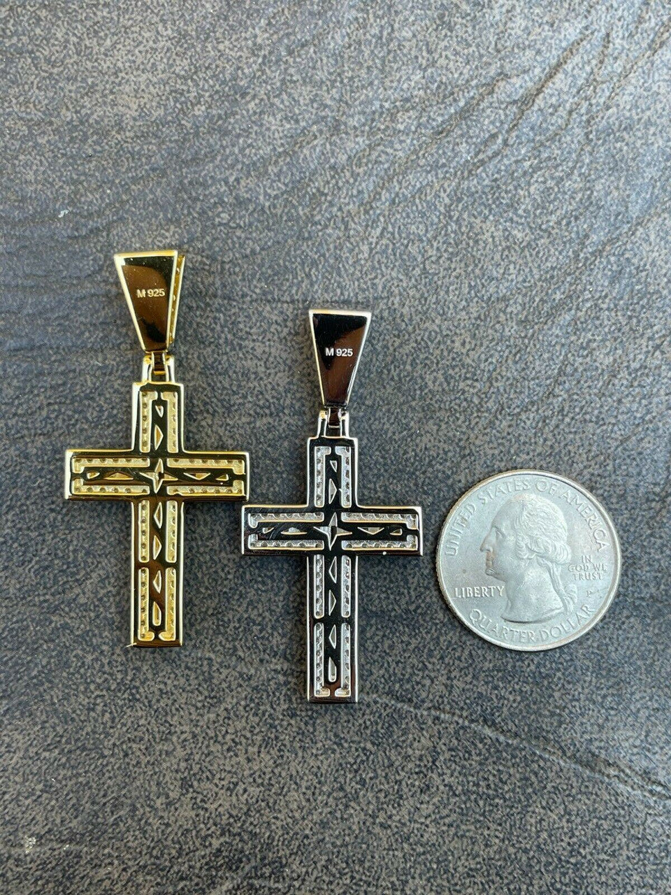 Hip Hop Real MOISSANITE Baguette Cross Pendant Iced Hip Hop Necklace Pass Diamond Tester