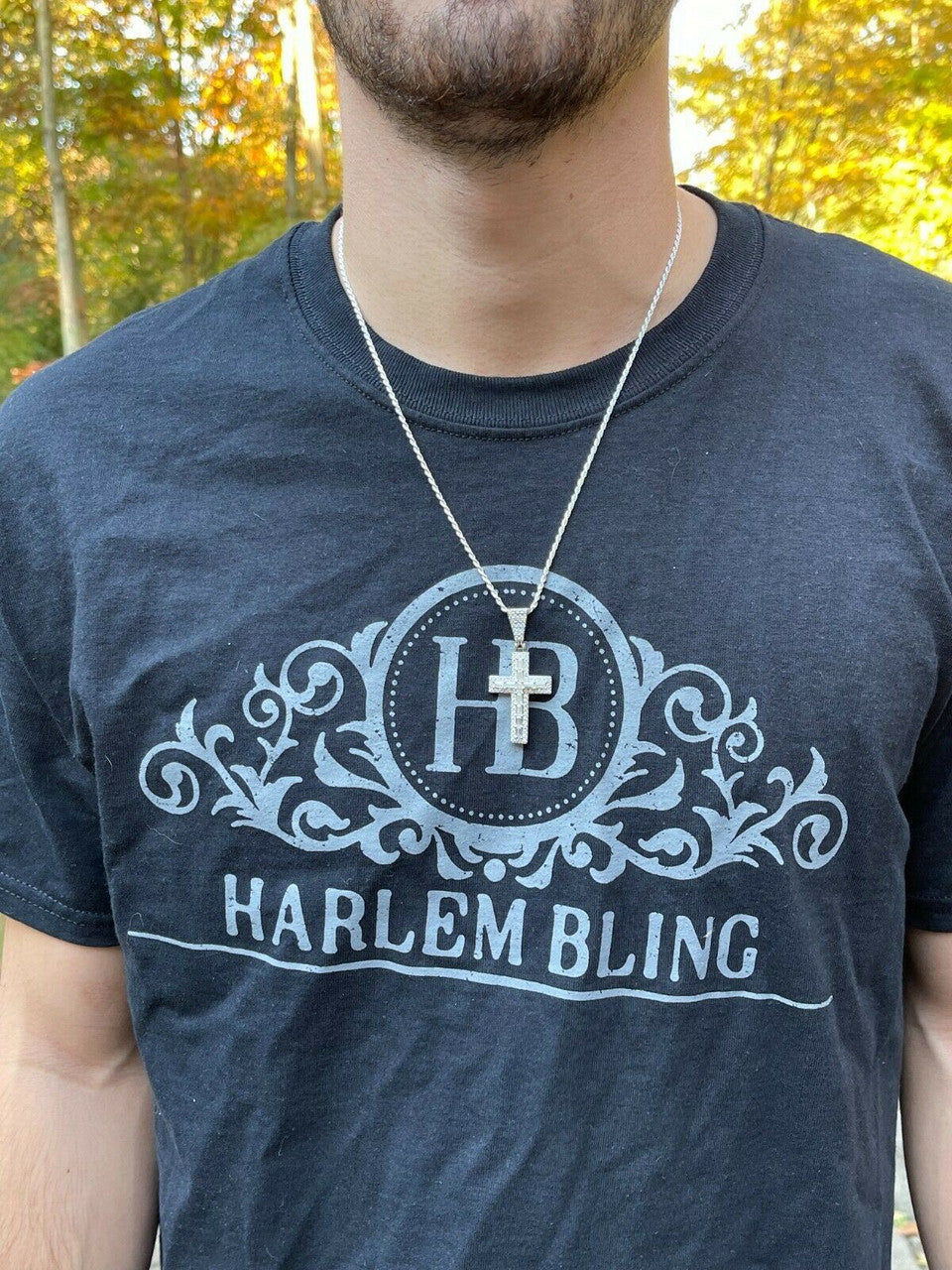 Hip Hop Real MOISSANITE Baguette Cross Pendant Iced Hip Hop Necklace Pass Diamond Tester