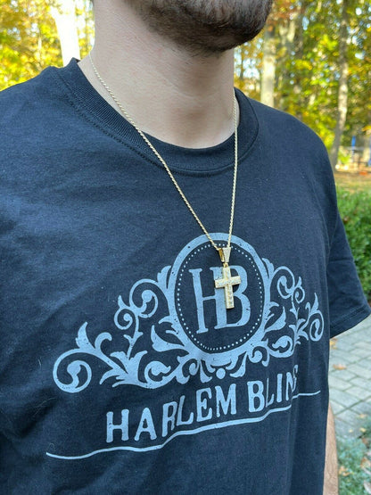 Hip Hop Real MOISSANITE Baguette Cross Pendant Iced Hip Hop Necklace Pass Diamond Tester