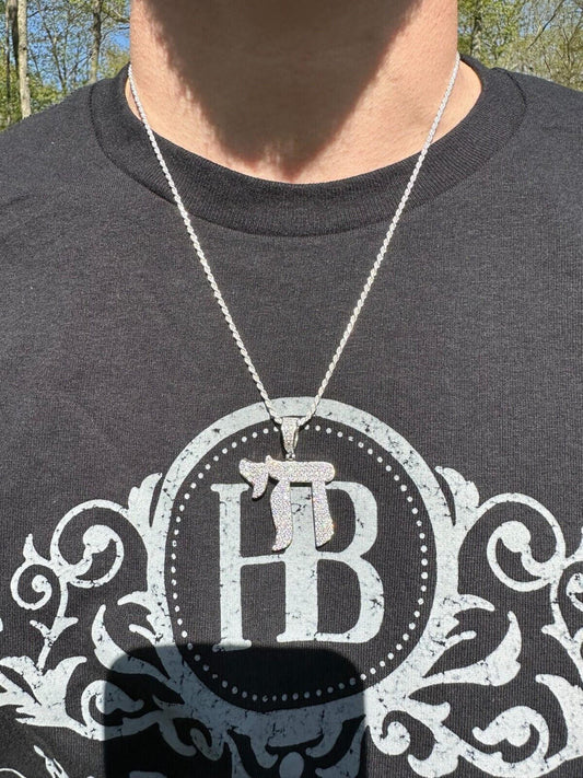Hip Hop Real Moissanite Chai Hebrew Pendant Iced Jewish Necklace 925 Silver / 14k Gold