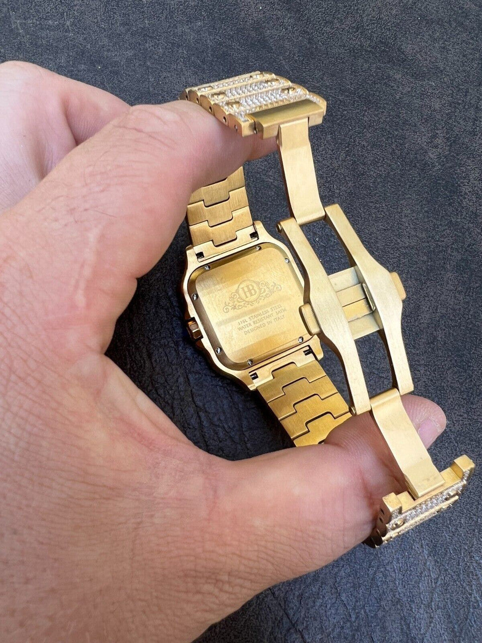 Hip Hop Real MOISSANITE Gold Watch Iced Automatic Arabic #s Hip Hop Pass Diamond Tester