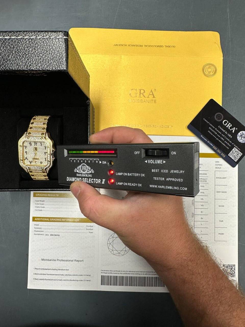 Hip Hop Real MOISSANITE Hip Hop Watch Fully Iced Mens Automatic Movement Gold Arabic