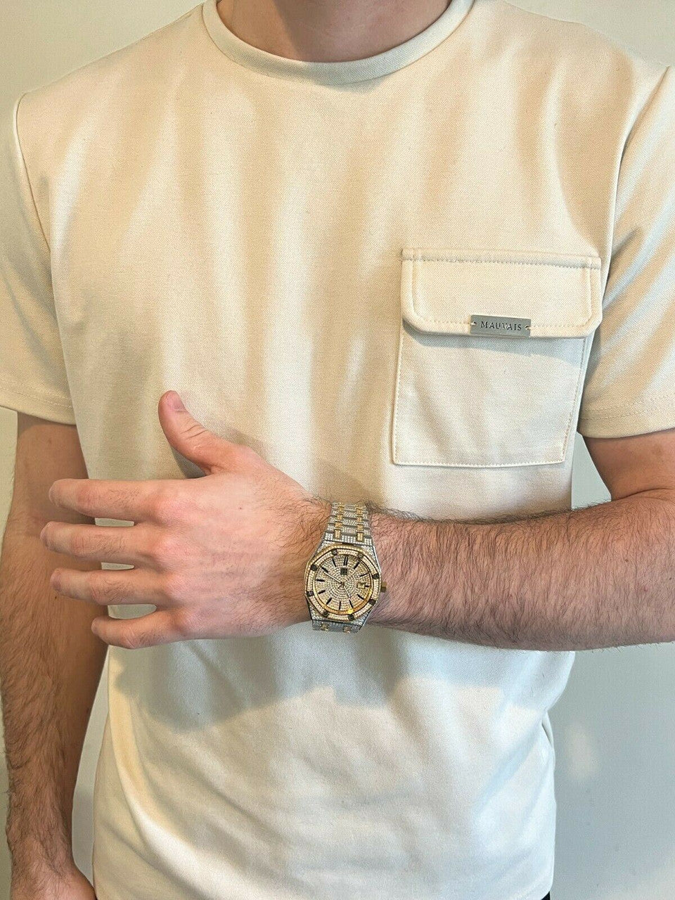 Hip Hop Real MOISSANITE Mens Skeleton Watch Iced Gold and Silver Hip Hop Pass Diamond Test