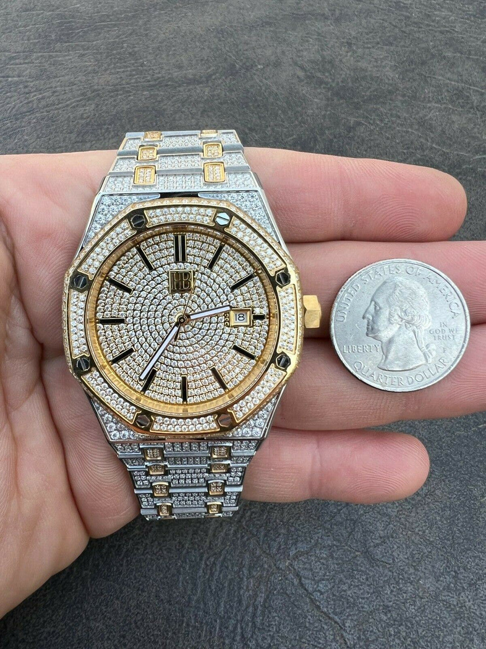 Hip Hop Real MOISSANITE Mens Skeleton Watch Iced Gold and Silver Hip Hop Pass Diamond Test