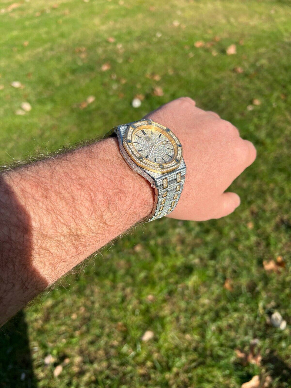 Hip Hop Real MOISSANITE Mens Skeleton Watch Iced Gold and Silver Hip Hop Pass Diamond Test