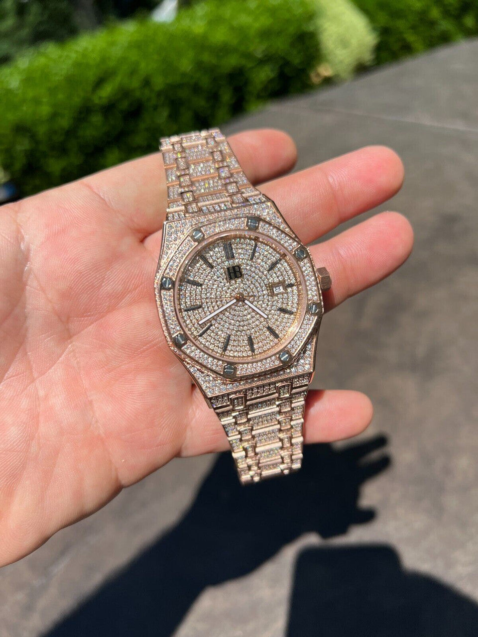 Hip Hop Real MOISSANITE Mens Skeleton Watch Iced Rose Gold Hip Hop Pass Diamond Test