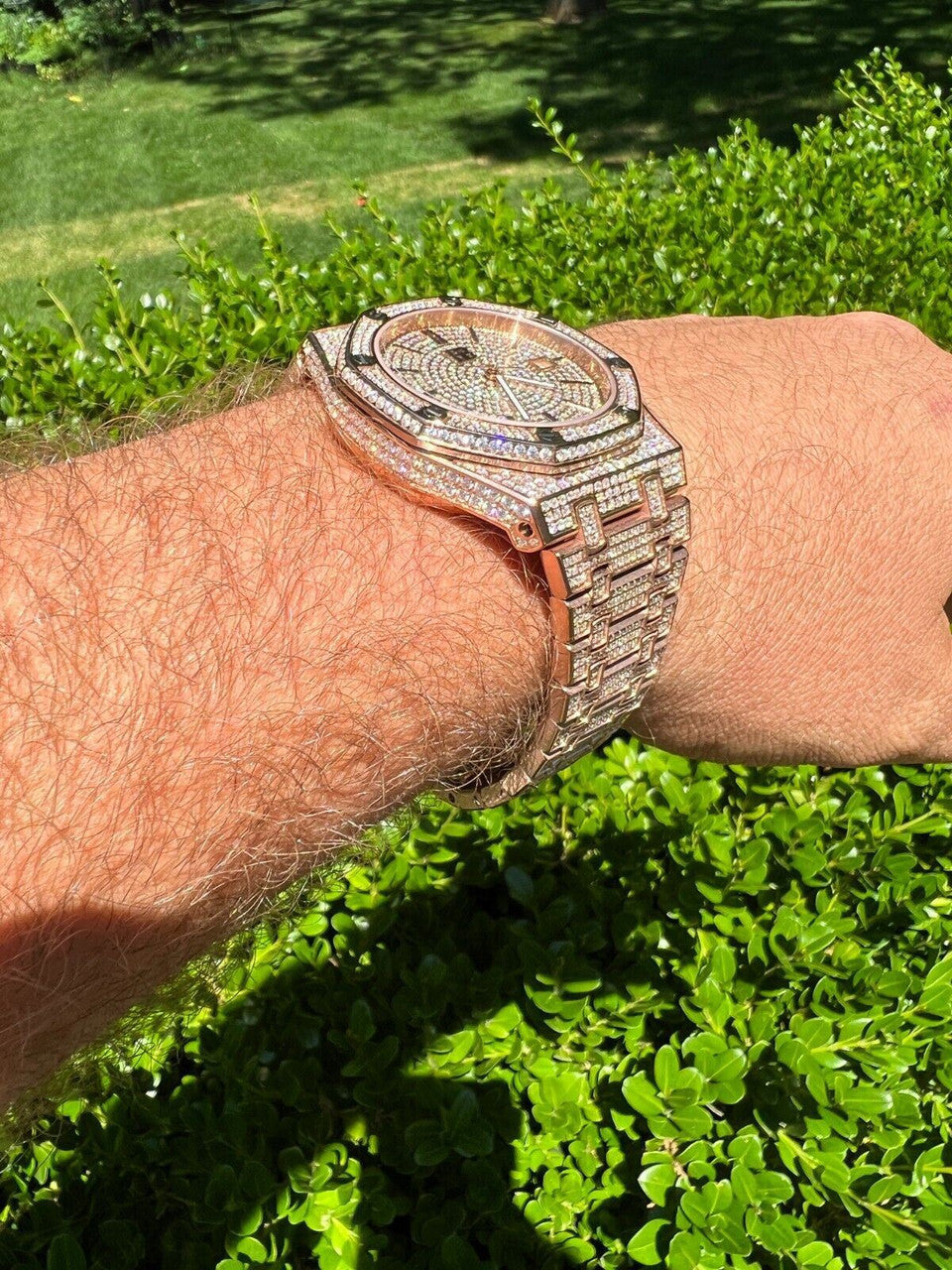 Hip Hop Real MOISSANITE Mens Skeleton Watch Iced Rose Gold Hip Hop Pass Diamond Test