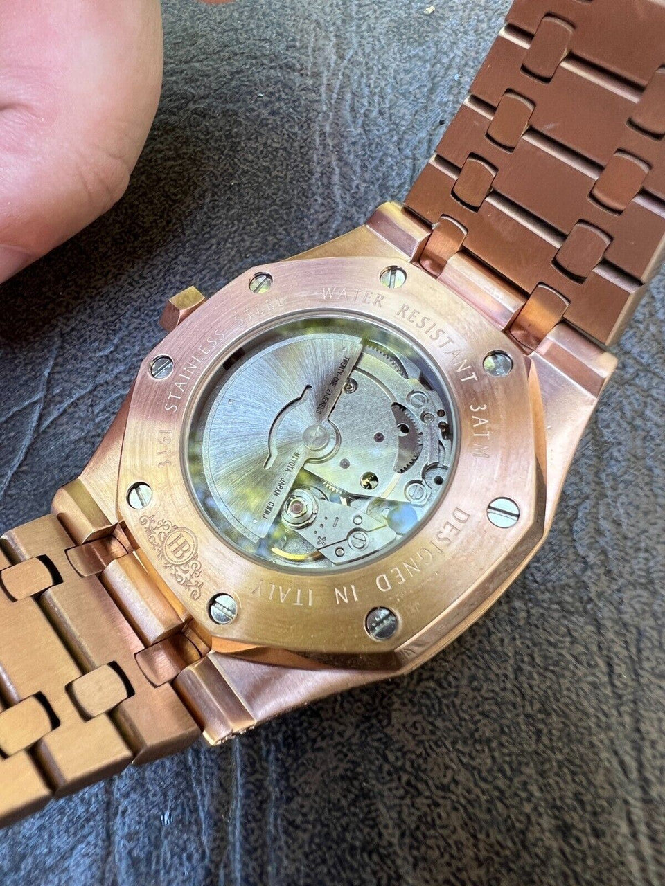 Hip Hop Real MOISSANITE Mens Skeleton Watch Iced Rose Gold Hip Hop Pass Diamond Test