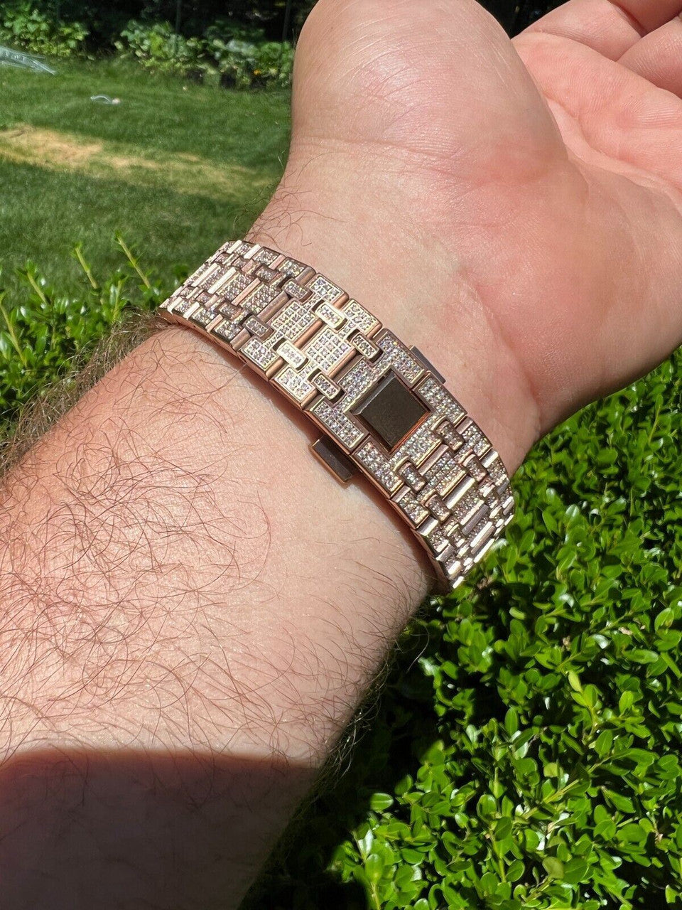 Hip Hop Real MOISSANITE Mens Skeleton Watch Iced Rose Gold Hip Hop Pass Diamond Test