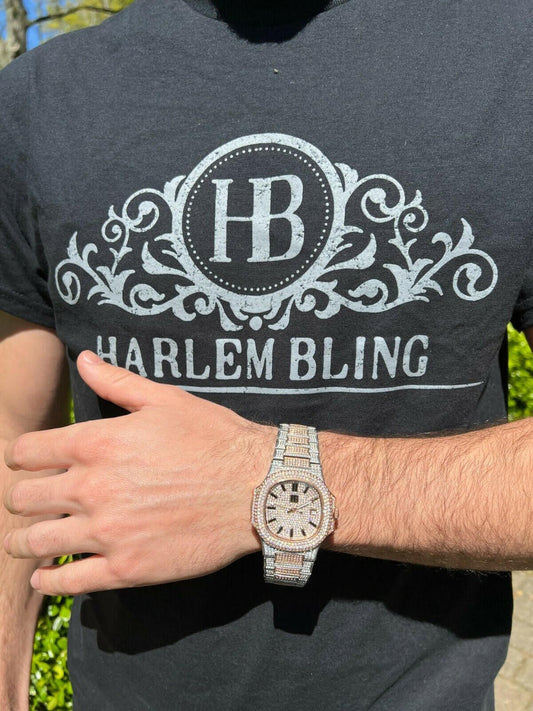 Hip Hop Real MOISSANITE Mens Watch Fully Iced Rose Stainless Hip Hop Passes Diamond Test