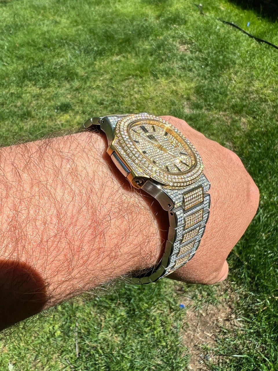 Hip Hop Real MOISSANITE Mens Watch Fully Iced Stainless Hip Hop Passes Diamond Tester