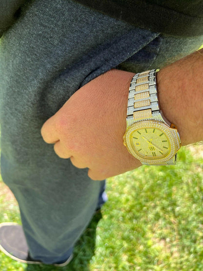 Hip Hop Real MOISSANITE Mens Watch Fully Iced Stainless Hip Hop Passes Diamond Tester