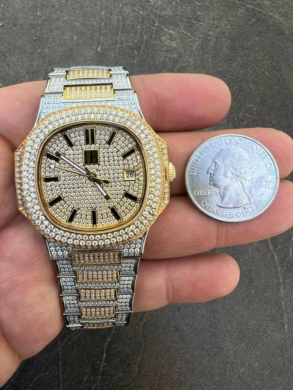 Hip Hop Real MOISSANITE Mens Watch Fully Iced Stainless Hip Hop Passes Diamond Tester