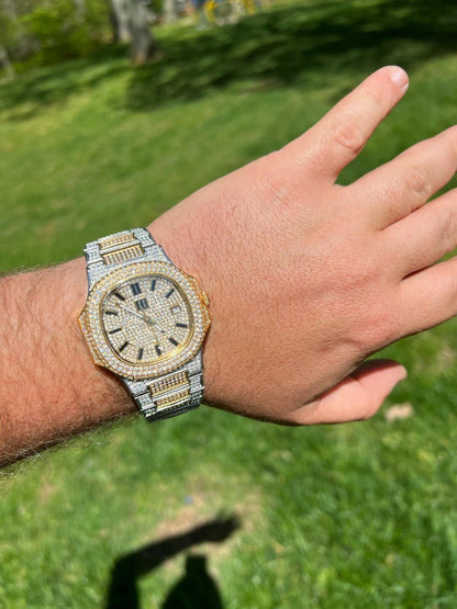 Hip Hop Real MOISSANITE Mens Watch Fully Iced Stainless Hip Hop Passes Diamond Tester