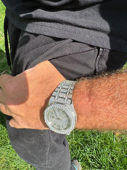 Hip Hop Real MOISSANITE Mens Watch Iced Large Stones No ID Hip Hop Passes Diamond Tester