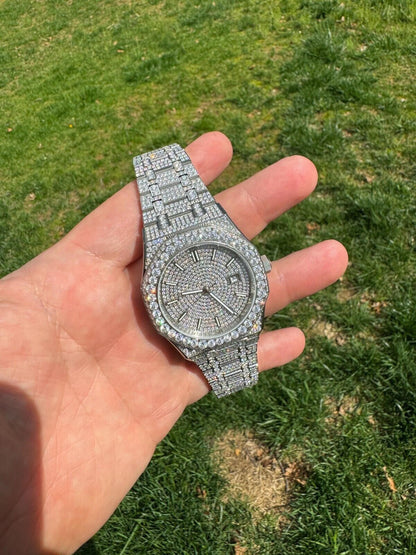 Hip Hop Real MOISSANITE Mens Watch Iced Large Stones No ID Hip Hop Passes Diamond Tester