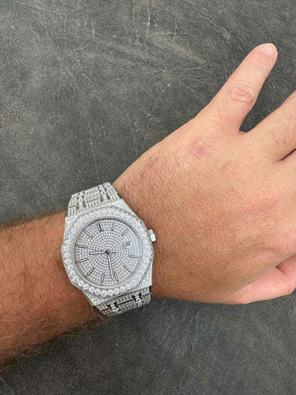 Hip Hop Real MOISSANITE Mens Watch Iced Large Stones No ID Hip Hop Passes Diamond Tester