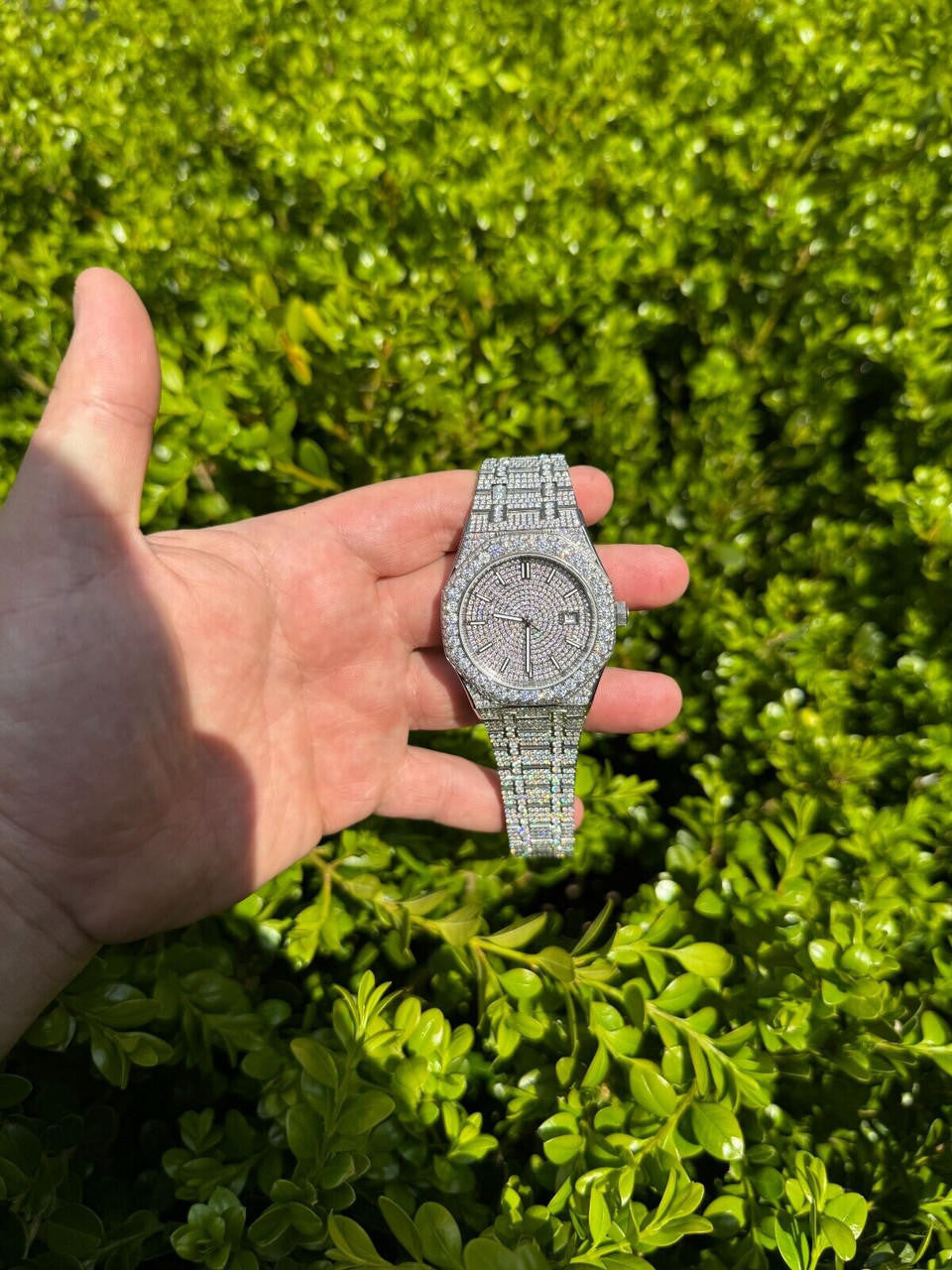 Hip Hop Real MOISSANITE Mens Watch Iced Large Stones No ID Hip Hop Passes Diamond Tester