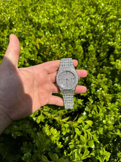 Hip Hop Real MOISSANITE Mens Watch Iced Large Stones No ID Hip Hop Passes Diamond Tester