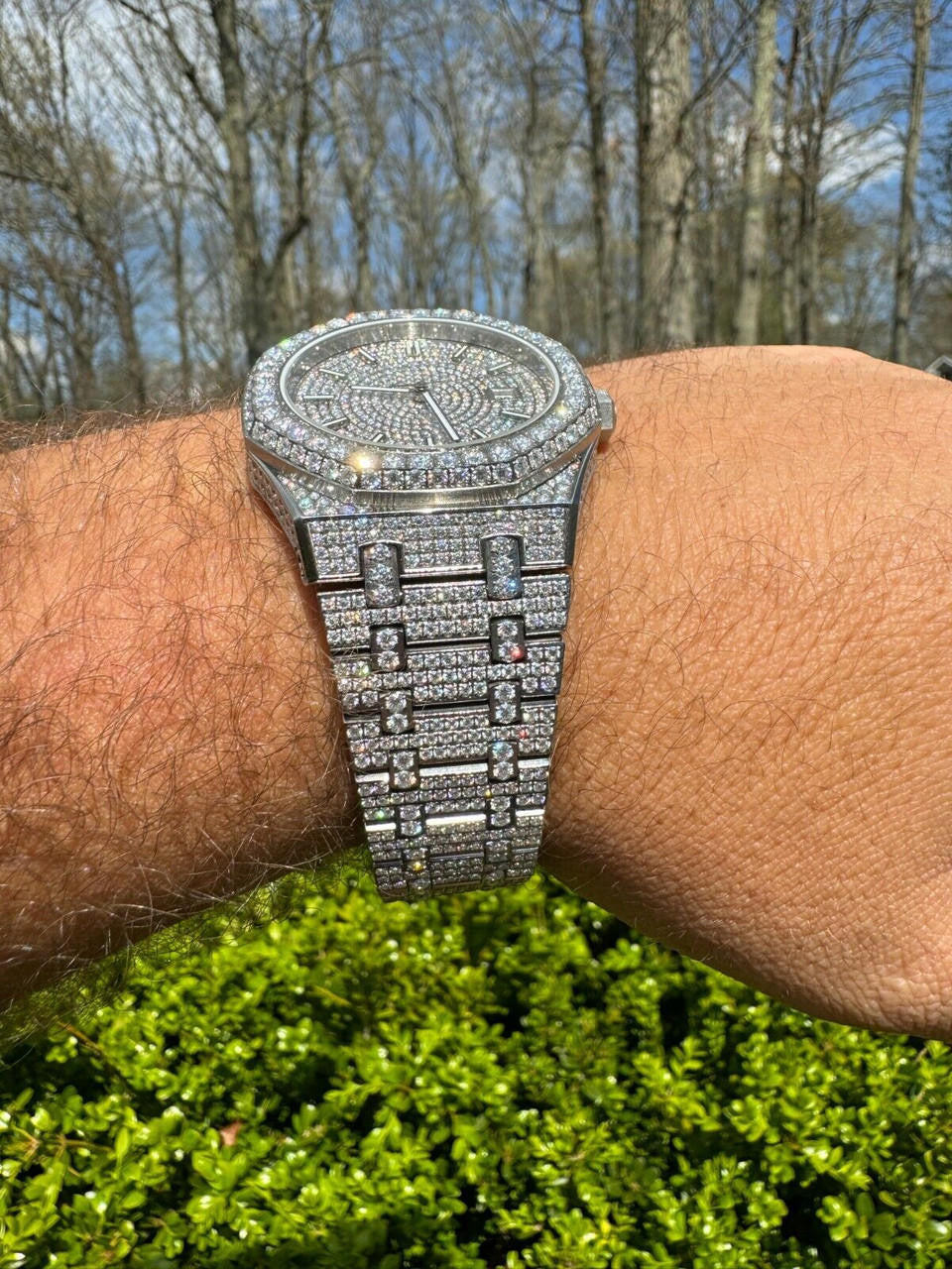 Hip Hop Real MOISSANITE Mens Watch Iced Large Stones No ID Hip Hop Passes Diamond Tester