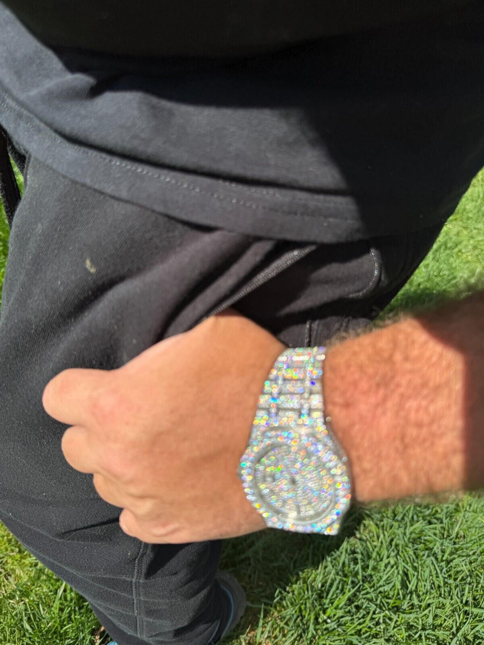 Hip Hop Real MOISSANITE Mens Watch Iced Large Stones No ID Hip Hop Passes Diamond Tester