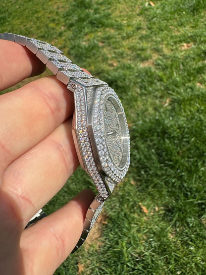 Hip Hop Real MOISSANITE Mens Watch Iced Large Stones No ID Hip Hop Passes Diamond Tester