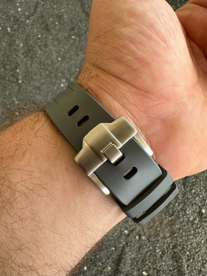 Hip Hop Real MOISSANITE Mens Watch Iced Skeleton Back 44mm Hip Hop - Gray Silicone Band