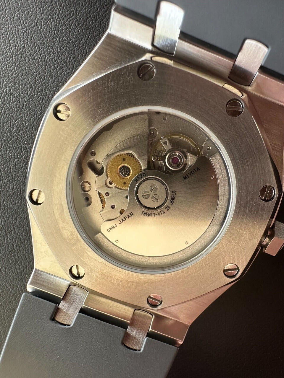 Hip Hop Real MOISSANITE Mens Watch Iced Skeleton Back 44mm Hip Hop - Gray Silicone Band