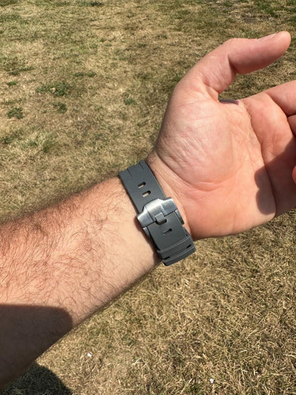 Hip Hop Real MOISSANITE Mens Watch Iced Skeleton Back 44mm Hip Hop - Gray Silicone Band