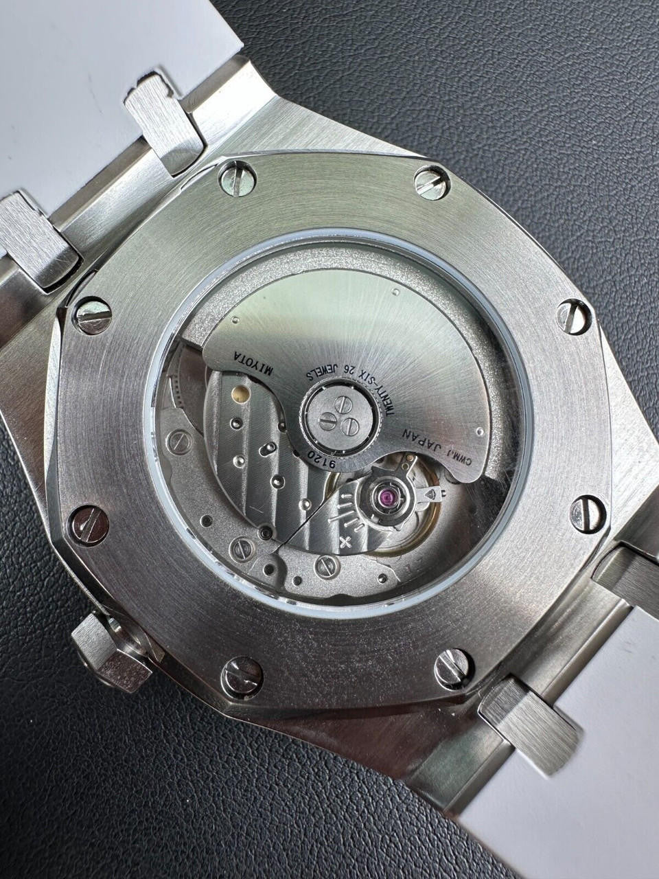 Hip Hop Real MOISSANITE Mens Watch Iced Skeleton Back 44mm Hip Hop - White Silicone Band