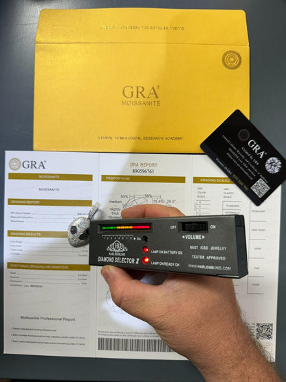 Hip Hop Real Moissanite Pendant Iced Alien Head UFO Emoji Necklace 925 Silver / 14k Gold